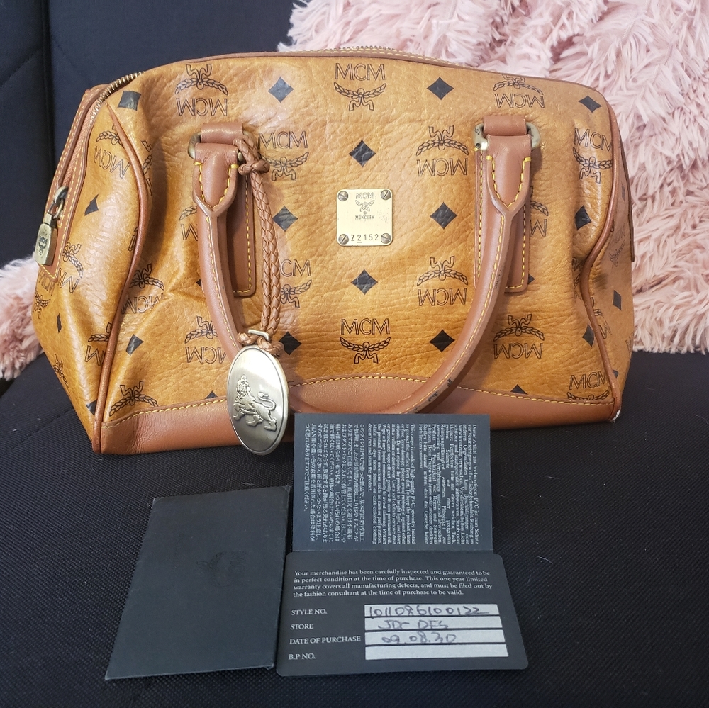 Authentic MCM Visetos Boston Bag with Card